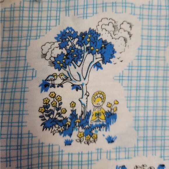 VINTAGE 70s cottagecore plaid dagger disco collar button up whimsical top S - Picture 5 of 8